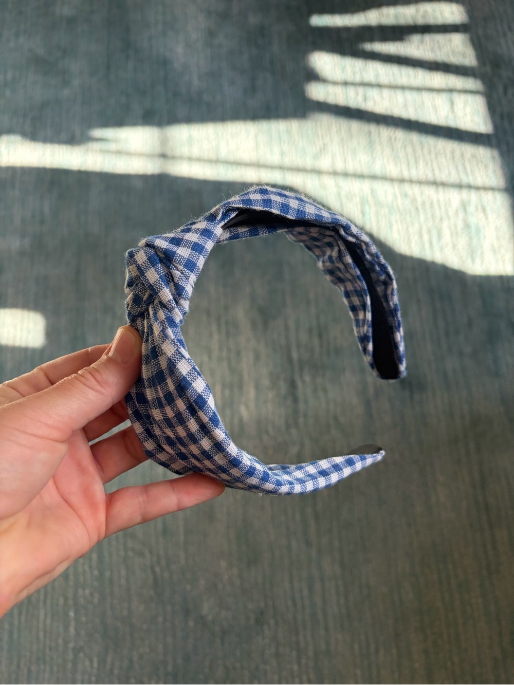 Blue Gingham Knotted Headband